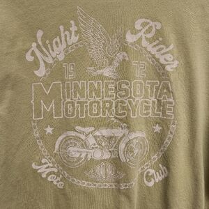 Outlaw Olive Green Crop Top With Motorcycle Stiched On Front